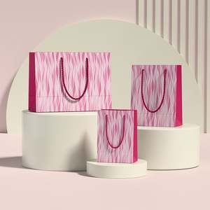 Sacs cadeaux en papier kraft rouge de luxe durables en vrac Sacs de shopping en papier personnalisés avec poignées - Product Image 2