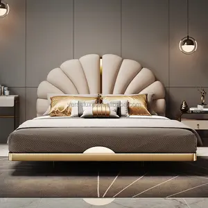 Design moderno di lusso di fascia alta con pelle di legno solido leggero materasso in lattice naturale legno camera da letto mobili