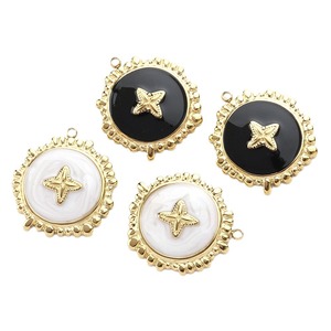 จี้รูปดาวเคลือบทอง 14k ทำจากสแตนเลส ประดับด้วยเคลือบสีขาวและสีดำ สำหรับทำเครื่องประดับ - Product Image 5