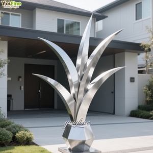 Resort Paisajismo Planta del desierto Acero inoxidable Metal Jardín Agave Escultura - Product Image 4