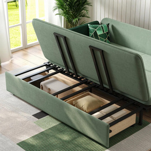 Muebles de sala de estar con funda verde de tela impermeable europea, sofá cama doble con colchón de espuma viscoelástica con almacenamiento - Product Image 3
