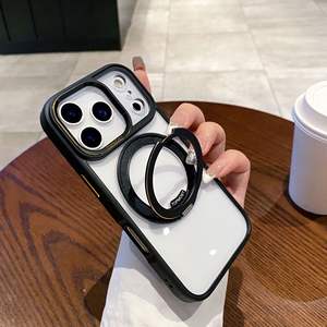 Custodia per telefono più alta con rotazione 360 ad anello magnetico supporto custodia trasparente telaio in metallo con linea d'<span class=keywords><strong>oro</strong></span> per <span class=keywords><strong>IPhone</strong></span> 17 <span class=keywords><strong>Pro</strong></span> <span class=keywords><strong>Max</strong></span> - Product Image 1