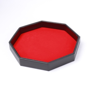 Multifunctional Custom Logo Gambling Black Red Hexagon Organizer Games Storage Tray Leather Dice Tray