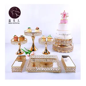 New Mirror Gold Glass Metal Stands 3/4/5/6/8 Pcs Set Birthday Wedding Display Table Decoration Cake Stand