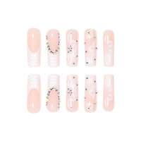Faux ongles en acrylique de haute qualité vente en gros presse sur les ongles pointe française ongles personnalisés presse sur les conceptions