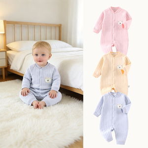 Combinaison en coton <span class=keywords><strong>pour</strong></span> bébé, manches longues, douce et confortable, combinaison une pièce <span class=keywords><strong>pour</strong></span> nouveau-né, <span class=keywords><strong>tenue</strong></span> <span class=keywords><strong>pour</strong></span> bébés garçons et filles <span class=keywords><strong>de</strong></span> 0 à 12 mois, toutes saisons - Product Image 1