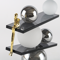 Objet décoratif de luxe en cristal, penseur, bibelot, objets décoratifs pour la maison, métal et cristal, décoration de pièce, accessoires de décoration pour la maison