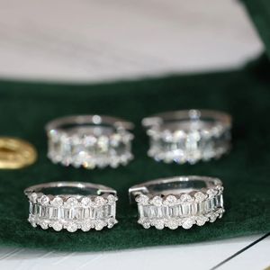 Xinfly 18K Gold <b>Huggie</b> Hoop Earrings 1.00ct Natural Baguette Diamond - Product Image 4