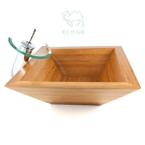 Lavabo de salle de bain moderne en bambou, deux pièces, haute capacité, écologique, avec logo personnalisé, vente en gros - Product Image 1