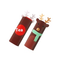 Santa Elk Shape Cute Cartoon Color Lollipop Card PVC Embalaje Serigrafía Impermeable para Chocolate Traje Decoraciones Stock