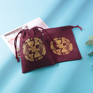 Velvet <b>Drawstring</b> Jewelry Bag Wine Red 8x10cm Rectangular Storage <b>Pouch</b> For Rings Cosmetics Organize Inner Packaging - Product Image 2