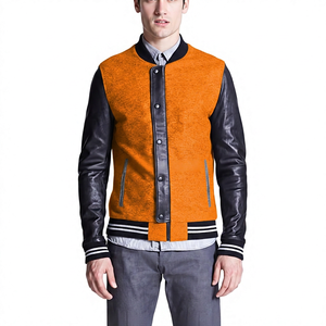 KVJ26 Veste universitaire en laine coupe ajustée pour hommes, confortable et classique, style letterman, broderie sans col, design d'hiver formel - Product Image 1