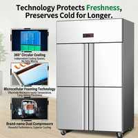 Réfrigérateur commercial 4 portes 1000L en acier inoxydable à froid direct pour charcuterie