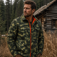 Veste de chasse matelassée imperméable pour homme, chaude et rembourrée, pour la survie en plein air, tactique, couleur olive, avec plusieurs poches