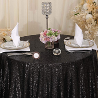 Nappe de table ronde en tissu pailleté pour fête de mariage, grande taille 132 pouces, nappe ronde noire à paillettes, nappe ronde noire à paillettes