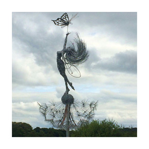 Modern Garden Decor Large Stainless Steel Outdoor Metal Steel Fairy And Dandelion Sculpture - Product Image 5