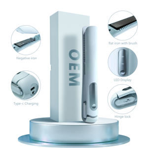 Nieuwe 2-In-1 Draadloze Stijltang En Krultang Draagbare Ionische Met Keramische Verwarmingsplaat Plastic Borstel Aangedreven Door Batterij - Product Image 1