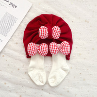 Gorro de algodón para recién nacidos, conjunto de diadema, accesorios suaves para bebés, niñas y niños de 0 a 12 meses, conjunto de manoplas y calcetines
