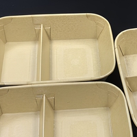 Boîtes rectangulaires jetables en kraft à 2 compartiments de qualité alimentaire, vaisselle gaufrée, bols à salade à emporter, assiettes et bols en papier