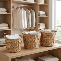 Paniers de rangement multifonctionnels pour bateau avec poignées - Organisateurs en jacinthe d'eau naturelle tressée pour couvertures, chambre à coucher