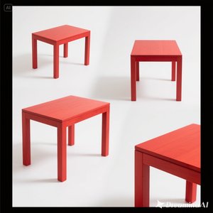 Bàn gỗ dài màu đỏ - Product Image 4