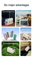 Antenne P36, lecteur MP3 FM, lecteur de musique USB TF, haut-parleur sans fil Bluetooth RGB, mini radio solaire à énergie solaire pour l'extérieur