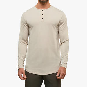 เสื้อยืดผ้าฝ้ายพิมพ์ลาย <span class=keywords><strong>Moonshadow</strong></span> โลโก้ที่กำหนดเองแขนยาวเฮนลีย์โค้ง - Product Image 1