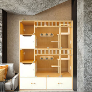 Op Maat Gemaakte Luxe Moderne Kattenhuis <span class=keywords><strong>Indoor</strong></span> Huisdiermeubilair Klimplanken Opslagruimte Gemaakt Hout Voor Gebruik In De Woonkamer Voor Honden - Product Image 4