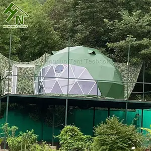 호텔 리조트를 위한 둥근 유리제 windows 그리고 UV 저항하는 pvc를 가진 우수한 geodesic 야영 녹색 집 돔 천막