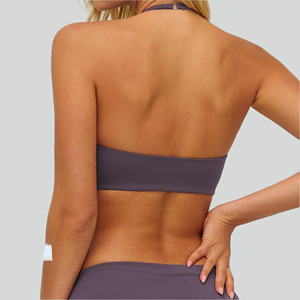 Sujetador deportivo de secado rápido con diseño de corsé, espalda hueca y hermosa, ideal para gimnasio, estilo moderno, con tirantes halter seguros, para correr. - Product Image 3
