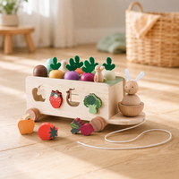 Jouet de voiture en bois Montessori Lapin pour la reconnaissance des couleurs et blocs de construction pour enfants