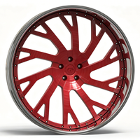 Jantes forgées sur mesure 2 pièces SL 28X10 30X9.0 30X10 5x127 rouges à rayons usinés et lèvre profonde polie pour véhicules haut de gamme