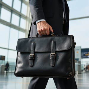 Bolso para ordenador portátil de negocios con estilo personalizado del fabricante, maletín marrón hecho a mano de cuero de grano completo con asa superior reforzada - Product Image 3