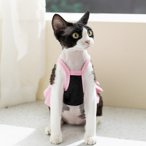 Pet <b>Clothes</b> For <b>Cats</b> And Dogs Thin Summer Dress Pink And Blue Cute Animal Pattern Polyester Material Four Seasons Wear - Product Image 2