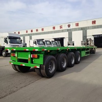 Semi-remorque à plateau plat 40T 60 tonnes 12R22.5 pour le transport de conteneurs de 20 pieds/40 pieds, prix d'usine, 3 essieux, 4 essieux, 40 pieds, 45 pieds