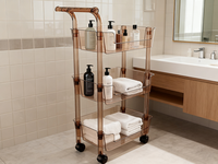 Étagère d'angle triple en plastique moderne, autoportante, multi-niveaux, coulissante, écologique et durable pour salle de bain et cuisine