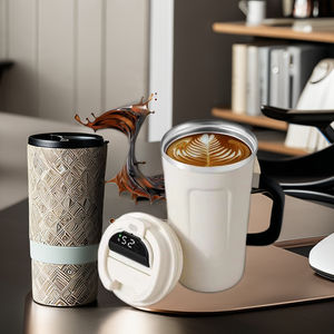 2025 gros gobelet de voyage en acier inoxydable à double paroi isolé sous vide tasse à café en céramique réutilisable/affichage de la température de la tasse - Product Image 2
