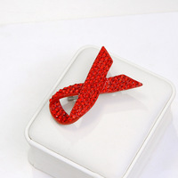 Pin de Solapa con Cinta Roja y Diamantes de Imitación, para Concientización sobre el VIH/SIDA, para Mochila, Traje, Sombrero, Ropa, Botón, Insignia, Broche