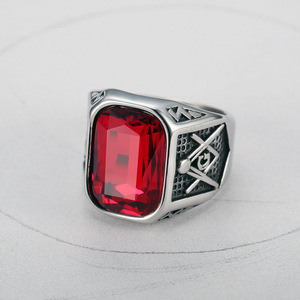 Hip hop Punk Ag freemason Cubic Zirconia không thấm nước đồ trang sức Nhẫn 18K mạ vàng thép không gỉ không xỉn nam Mens người đàn ông - Product Image 4