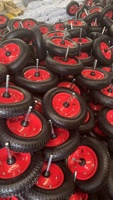 Roue de brouette de 16 pouces, pneus en caoutchouc pneumatiques 4.00-8, motif à crampons avec axe fixe pour brouette