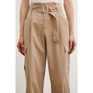 <b>Beige</b> <b>Cargo</b> Pants With Pockets High Waist Canvas <b>Trousers</b> For <b>Women</b> - Product Image 2
