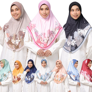 Hiyab Floral Estampado de una Cara de Alta Calidad para Niños, Pañuelo de Cabeza de Chifón Suave y Agradable al Tacto para Mujeres Musulmanas, Turbante de Tela Romana - Product Image 2