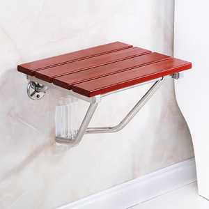 Heart-shaped Bath Pillow Solid Wood Stainless Steel <b>Folding</b> Shower <b>Stool</b> Wall Mounted Bathroom Safety Seat For Elderly - Product Image 1