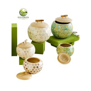 Pot en bambou incrusté de nacre, artisanat vietnamien classique, décoration et cadeau de Noël en bambou, personnalisable - Product Image 6