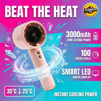 Ventilateur de poche numérique USB rechargeable 3000 mAh à 100 niveaux de vent, pour extérieur et intérieur, OEM/ODM