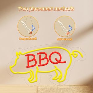 Pork BBQ neon LED indoor hanging ambient light shop <b>sign</b> wall decoration light entrance indicator light luminous <b>sign</b> Customize - Product Image 4