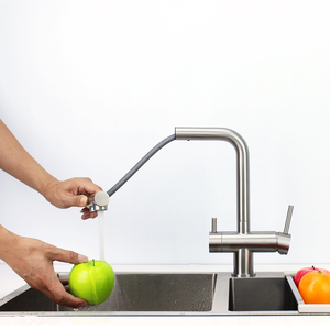 ก๊อกน้ำแบบดึงออกได้ พร้อมระบบกรองน้ำออสโมซิส 3 ทาง แบบไตรโฟลว์ ทำจากสแตนเลสขัดเงา - Product Image 2