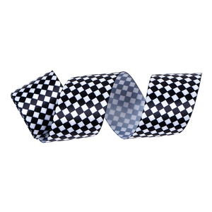 MSD 2026 Nouveau ruban en satin à carreaux noir et <span class=keywords><strong>blanc</strong></span> imprimé thermiquement pour emballage cadeau et décoration - Product Image 4