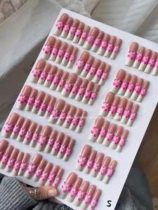 <span class=keywords><strong>Uñas</strong></span> a presión hechas a mano con diseño <span class=keywords><strong>de</strong></span> almendra, 10 Uds., al por mayor, hermoso diseño personalizado <span class=keywords><strong>de</strong></span> lujo para dedos, tipo a presión cuadrado - Product Image 4