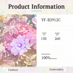 Tessuto di maglia Glitter di alta qualità gradiente arcobaleno stampato a mano 3D tessuto ricamato per abiti da sposa e tende da ragazza - Product Image 4